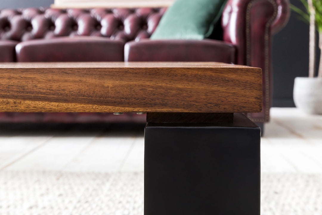 Industrial Couchtisch_ Holz und Metall_ 115x60 cm_ Einzigartige Holzmaserung - KADIMA DESIGN_Größe_ 115x60x35 cm_