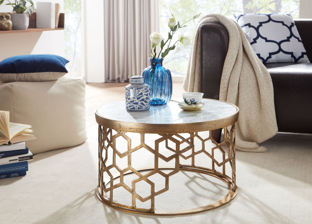KADIMA DESIGN Couchtisch "Marble" - Luxuriöser Marmor- und Metalltisch für stilvolle Wohnzimmer_Weiß_#sku_BARWL6.630#