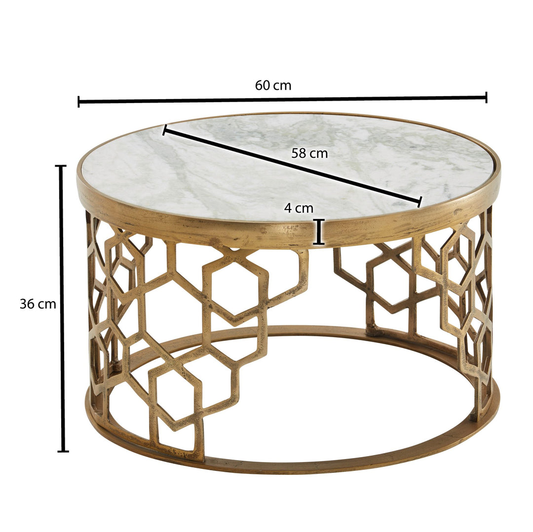 Couchtisch &quot;Marble&quot;_ luxuriöser Marmor-Metalltisch_ 60x60x36 cm_ stilvolles Wohnzimmer-Design - KADIMA DESIGN_Größe_ 60x60x36 cm_