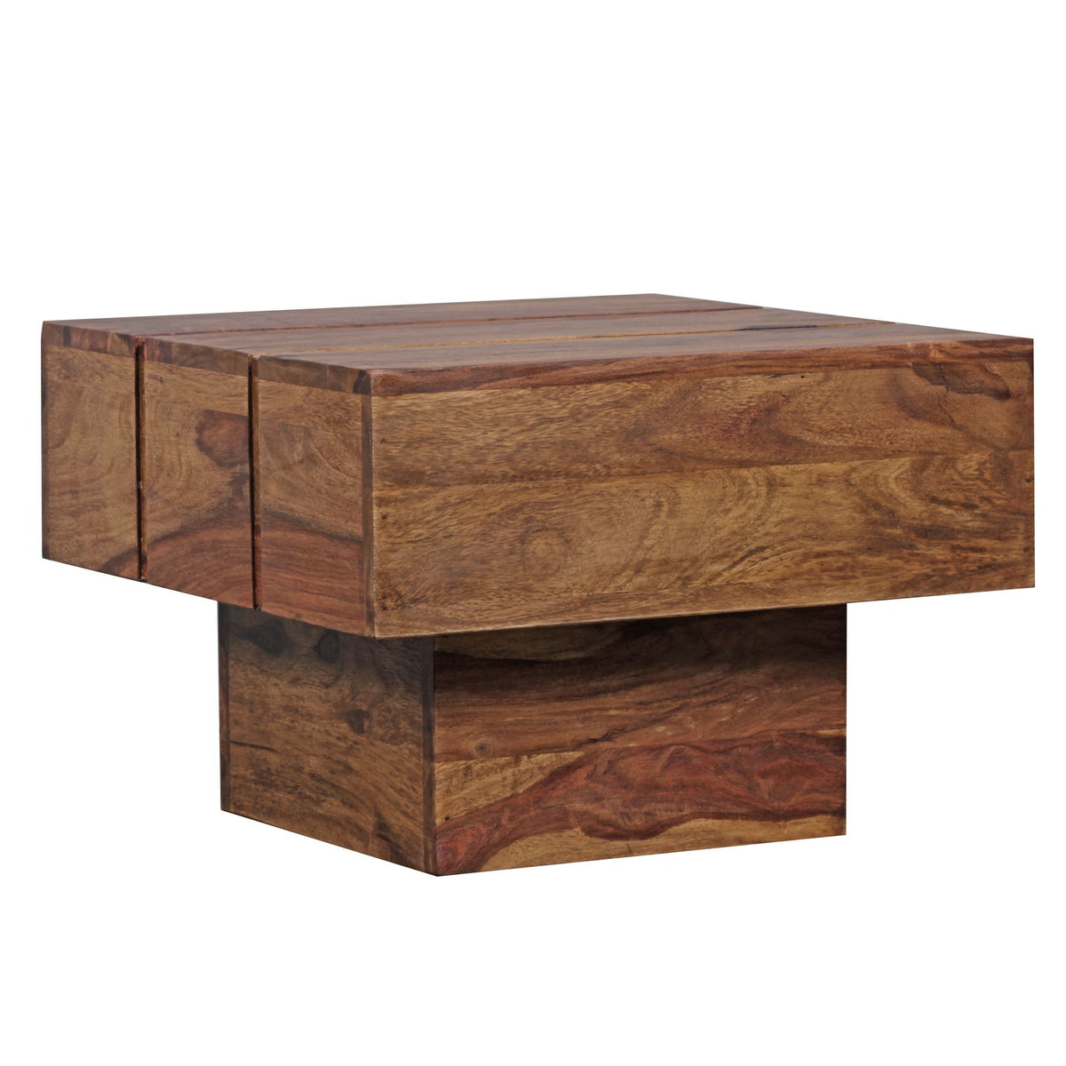 Beistelltisch SAAR_ Massivholz_ 44x44x30 cm_ handgefertigtes Unikat_ Sheesham/Akazie - KADIMA DESIGN_Farbe_ Braun_ Größe_ 44x44x30 cm_