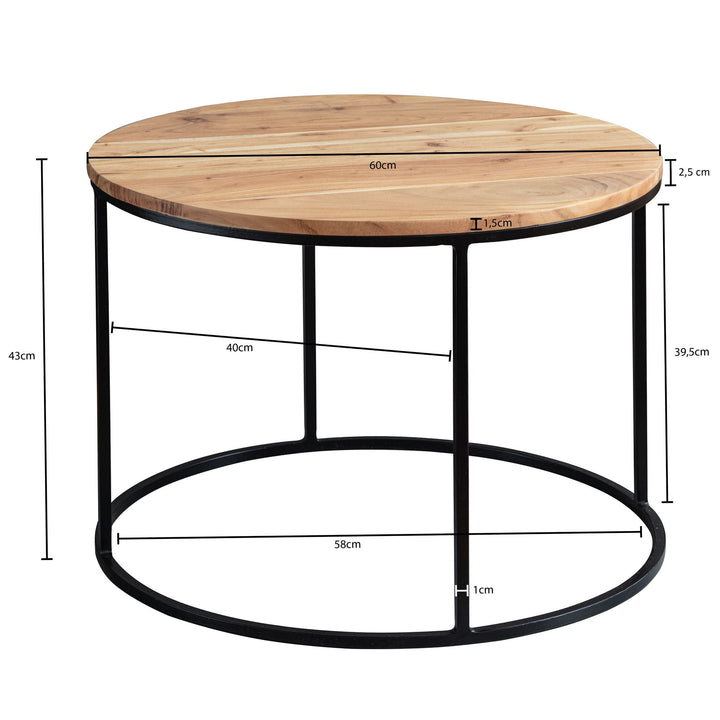 Naturholz Couchtisch_ stabile Konstruktion_ runde Ablage_ 50 kg Belastbarkeit - KADIMA DESIGN_Größe_ 60x60x43 cm_