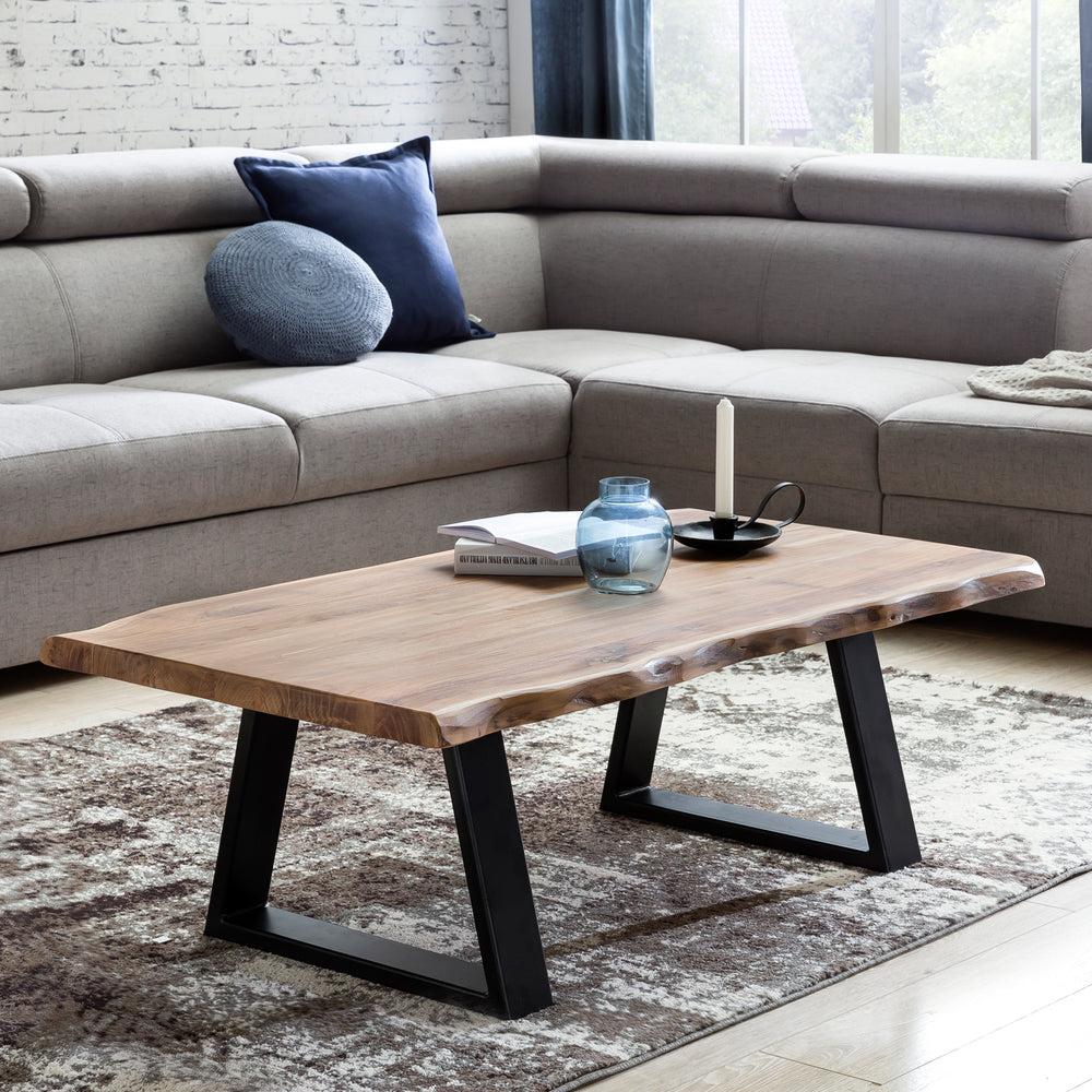 Couchtisch Massivholz Akazie - Modernes Design_ Einzigartige Maserung_ Handgefertigt_ Einfache Montage_ KADIMA DESIGN_Größe_ 115x60x40 cm_
