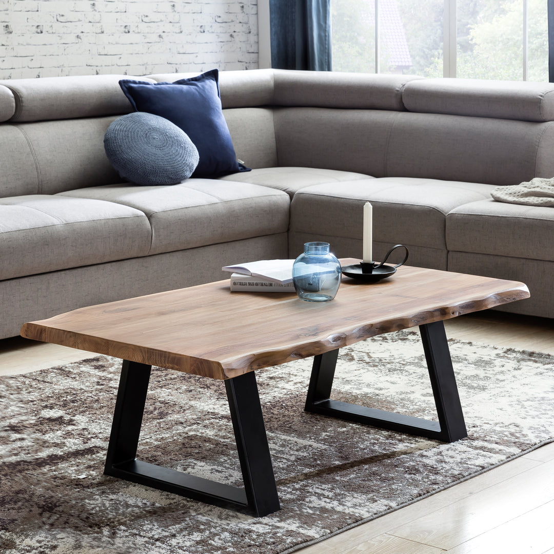 Couchtisch Massivholz Akazie - Modernes Design_ Einzigartige Maserung_ Handgefertigt_ Einfache Montage_ KADIMA DESIGN_Größe_ 115x60x40 cm_
