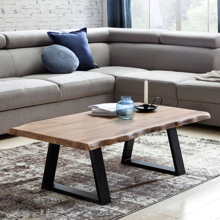 Couchtisch Massivholz Akazie - Modernes Design_ Einzigartige Maserung_ Handgefertigt_ Einfache Montage_ KADIMA DESIGN_Größe_ 115x60x40 cm_