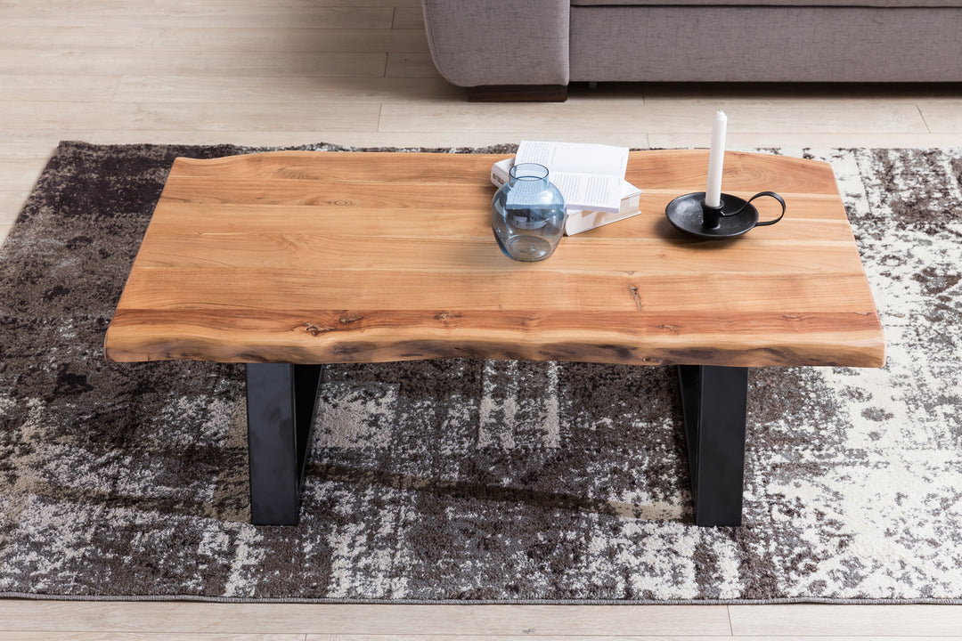 Couchtisch Massivholz Akazie - Modernes Design_ Einzigartige Maserung_ Handgefertigt_ Einfache Montage_ KADIMA DESIGN_Größe_ 115x60x40 cm_