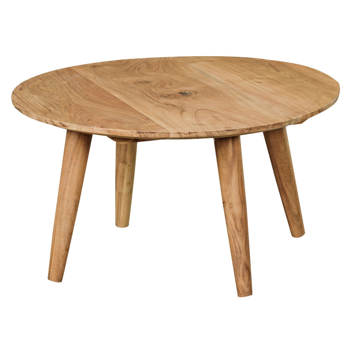 Runder Couchtisch Massivholz Akazie - 75cm_ Stabile Holzbeine_ Pflegeleicht_ Handgefertigt_ KADIMA DESIGN_Größe_ 75x75x40 cm_