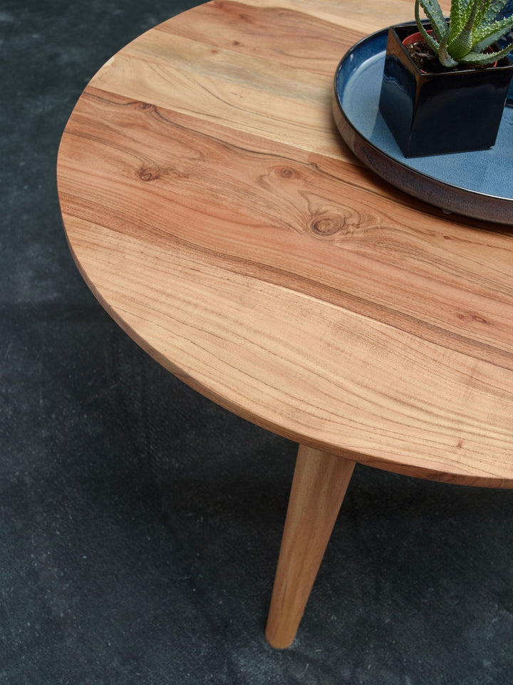 KADIMA DESIGN Runder Couchtisch aus Massivholz Akazie - Stabiler Tisch mit einzigartiger Optik 75cm_Beige_#sku_BARWL1.844#