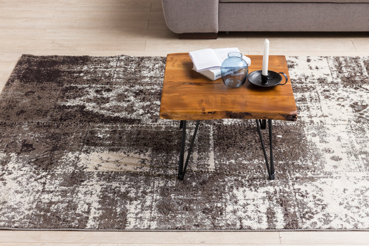 Massivholz Couchtisch mit Baumkante_ Sheesham_ Haarnadelbeine - Stilvoll &amp;amp; Naturverbunden - KADIMA DESIGN_Größe_ 56x51x38 cm_