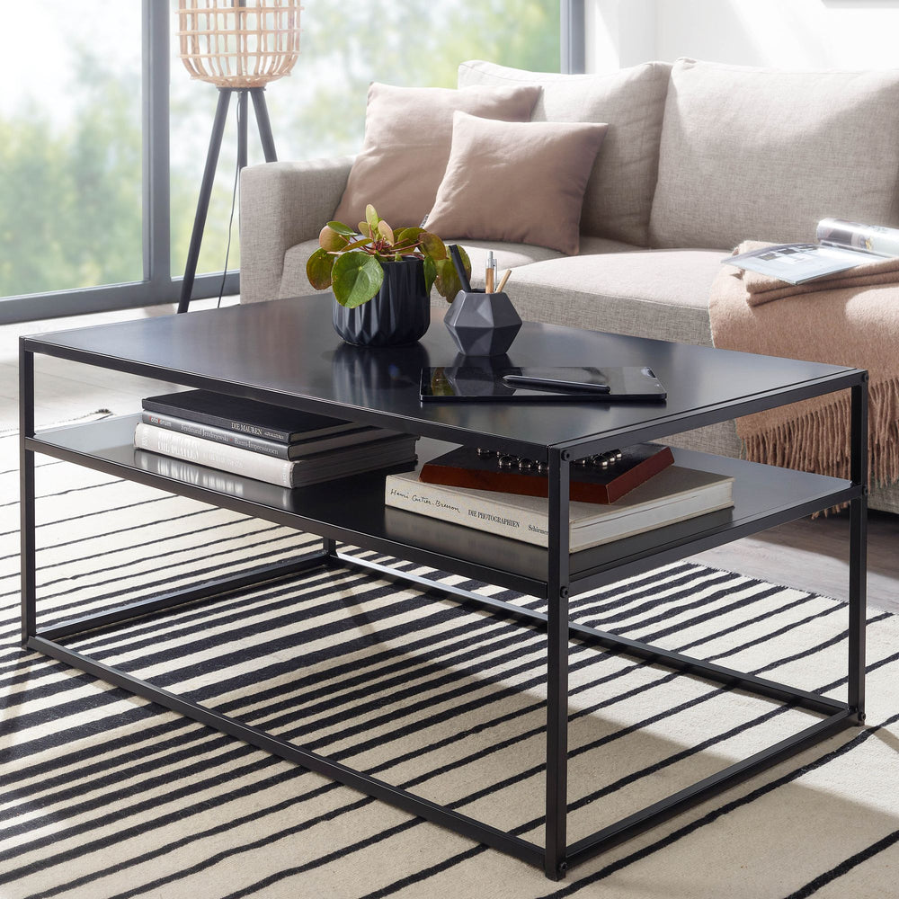 Couchtisch &quot;Modern Edge&quot;_ Robuster Industrial-Stil Wohnzimmertisch mit Stauraum - KADIMA DESIGN_Größe_ 100x60x45 cm_