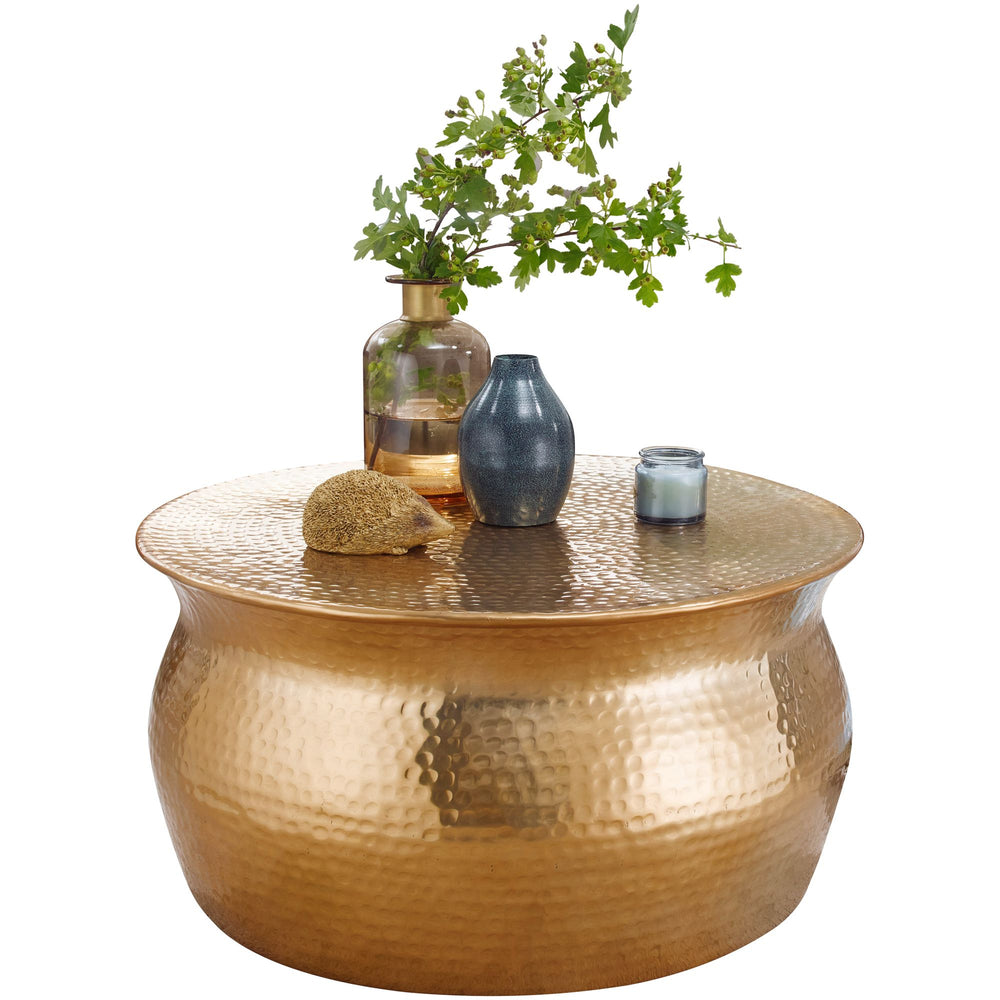 Couchtisch ENNS_ Orientalisch_ Hammerschlagstrukturen_ Aluminium_ handgefertigt - KADIMA DESIGN_Farbe_ Gold_ Größe_ 60x60x30 cm_
