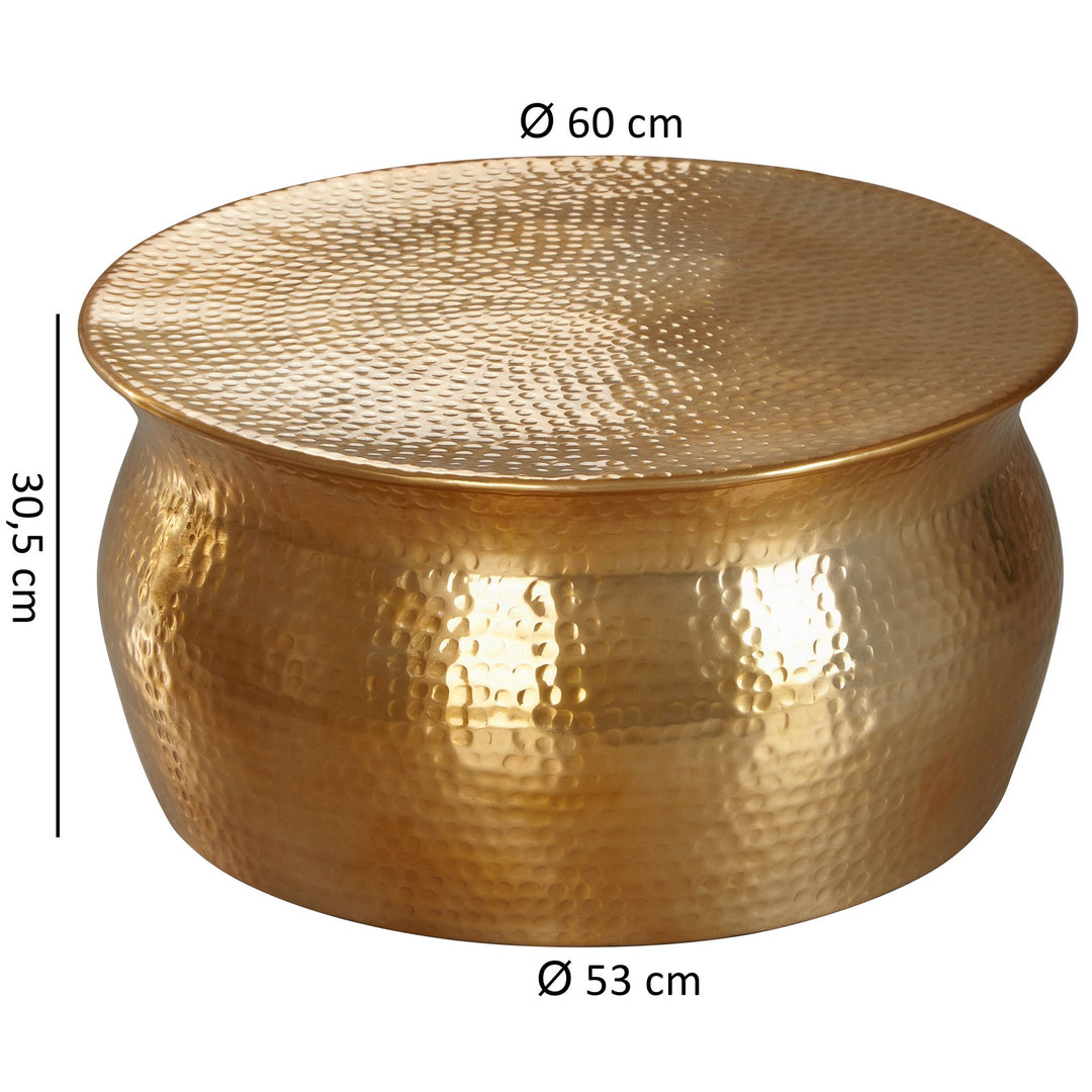 Couchtisch ENNS_ Orientalisch_ Hammerschlagstrukturen_ Aluminium_ handgefertigt - KADIMA DESIGN_Farbe_ Gold_ Größe_ 60x60x30 cm_