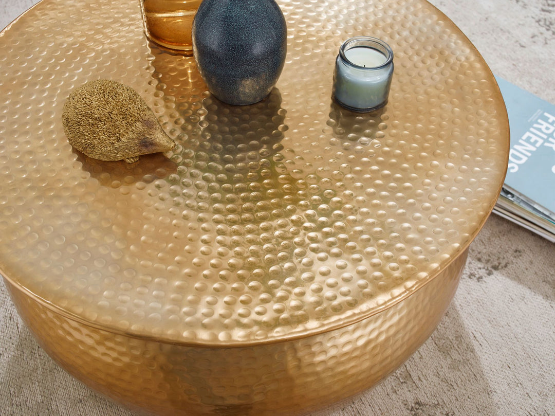 Couchtisch ENNS_ Orientalisch_ Hammerschlagstrukturen_ Aluminium_ handgefertigt - KADIMA DESIGN_Farbe_ Gold_ Größe_ 60x60x30 cm_