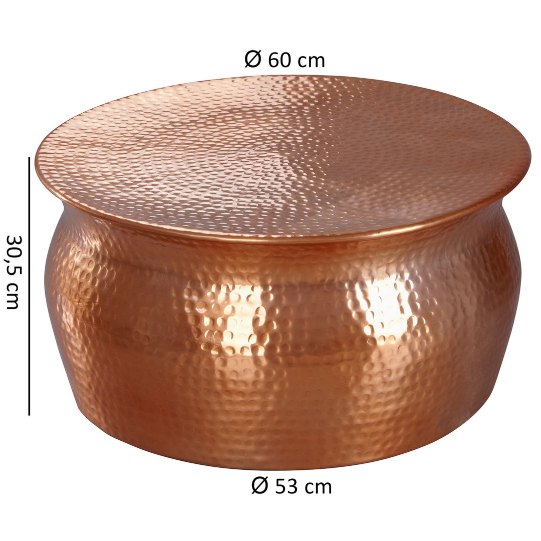 Couchtisch ENNS_ Orientalisch_ Hammerschlagstrukturen_ Aluminium_ handgefertigt - KADIMA DESIGN_Farbe_ Bronze_ Größe_ 60x60x30 cm_