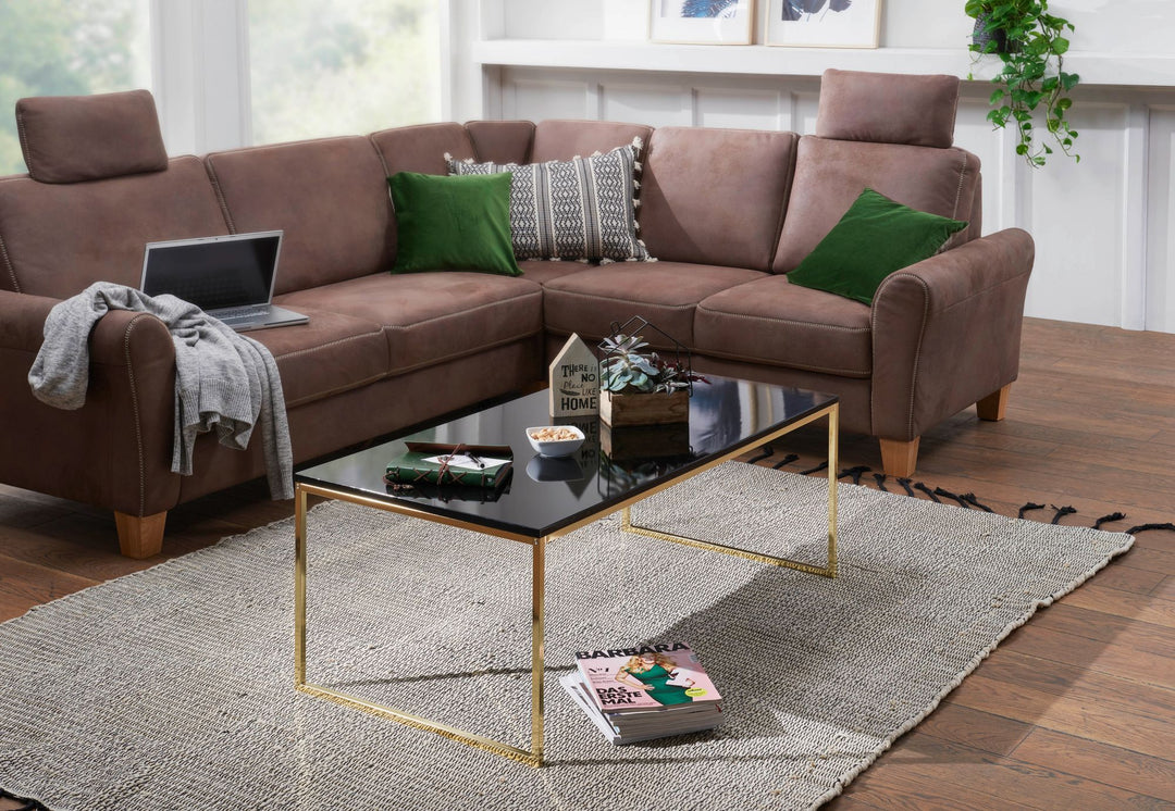 RIVA Couchtisch_ Metall und Holz_ filigrane Beine_ schwarze Tischplatte_ 120x45x60 cm - KADIMA DESIGN_Größe_ 120x60x45 cm_