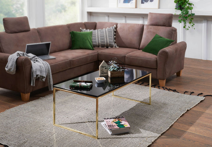 RIVA Couchtisch_ Metall und Holz_ filigrane Beine_ schwarze Tischplatte_ 120x45x60 cm - KADIMA DESIGN_Größe_ 120x60x45 cm_