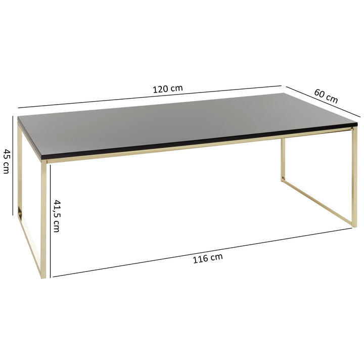 RIVA Couchtisch_ Metall und Holz_ filigrane Beine_ schwarze Tischplatte_ 120x45x60 cm - KADIMA DESIGN_Größe_ 120x60x45 cm_