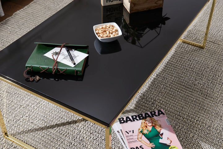 RIVA Couchtisch_ Metall und Holz_ filigrane Beine_ schwarze Tischplatte_ 120x45x60 cm - KADIMA DESIGN_Größe_ 120x60x45 cm_
