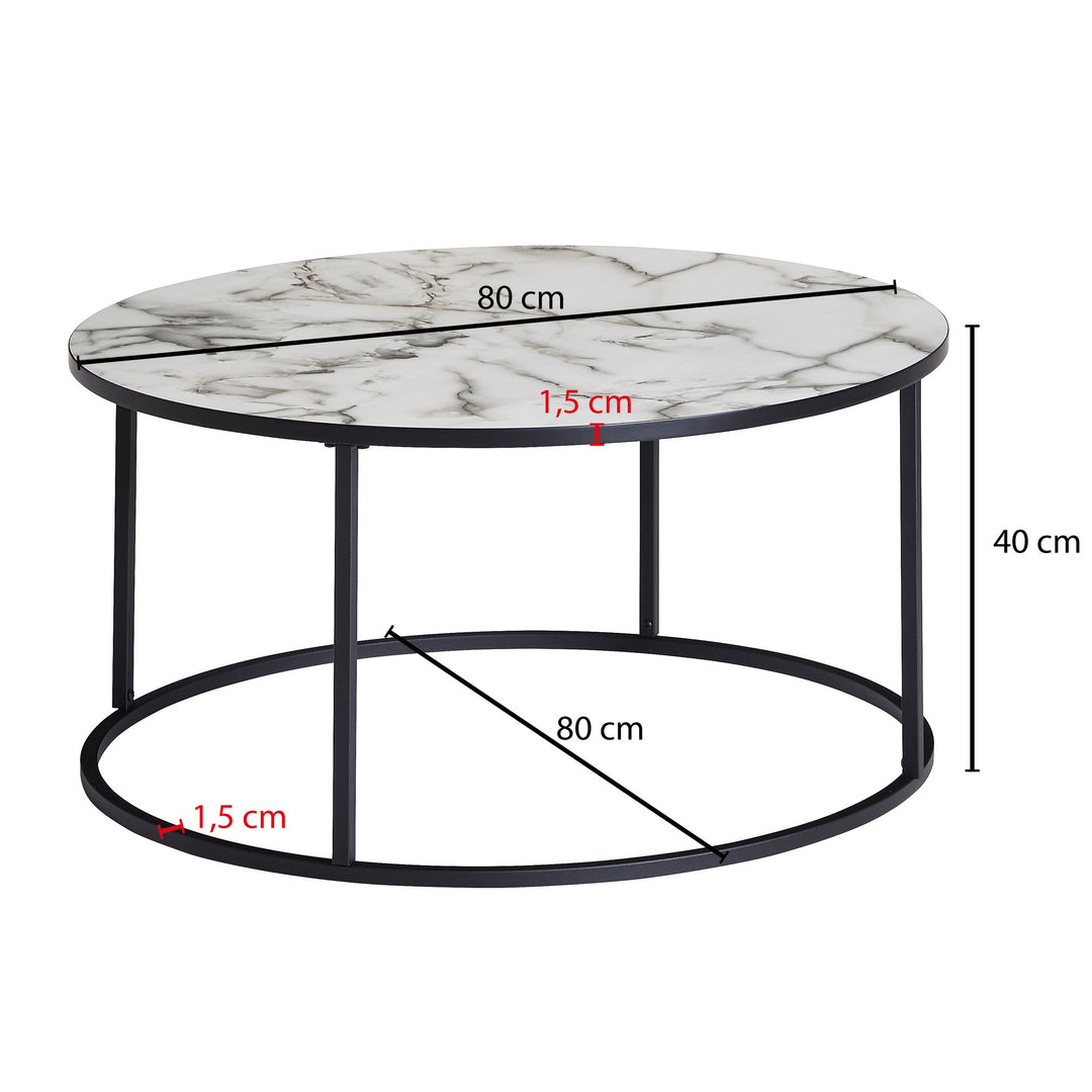 Runder Couchtisch Marmor-Optik_ Modernes Design_ 80 cm Durchmesser - KADIMA DESIGN_Größe_ 80x80x40 cm_
