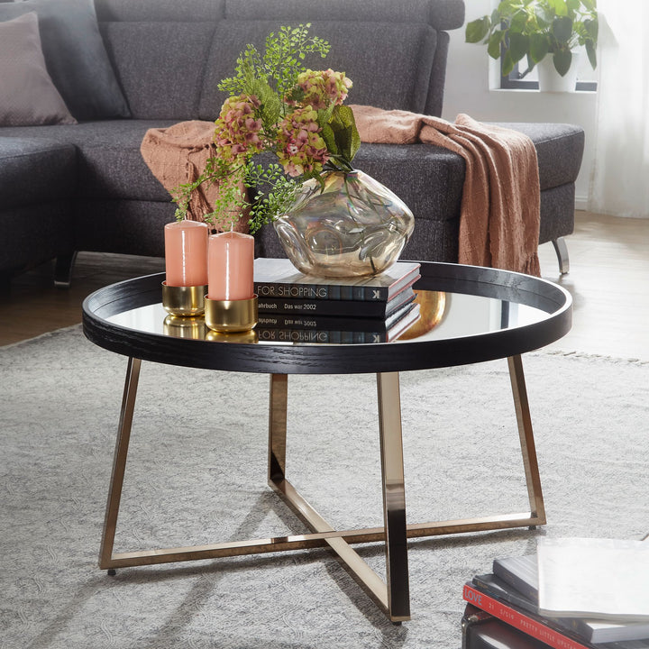 Couchtisch Rund Gold_ Metall und Glas_ eleganter Wohnzimmertisch_ 78x42_5 cm - KADIMA DESIGN_Größe_ 78x78x42 cm_