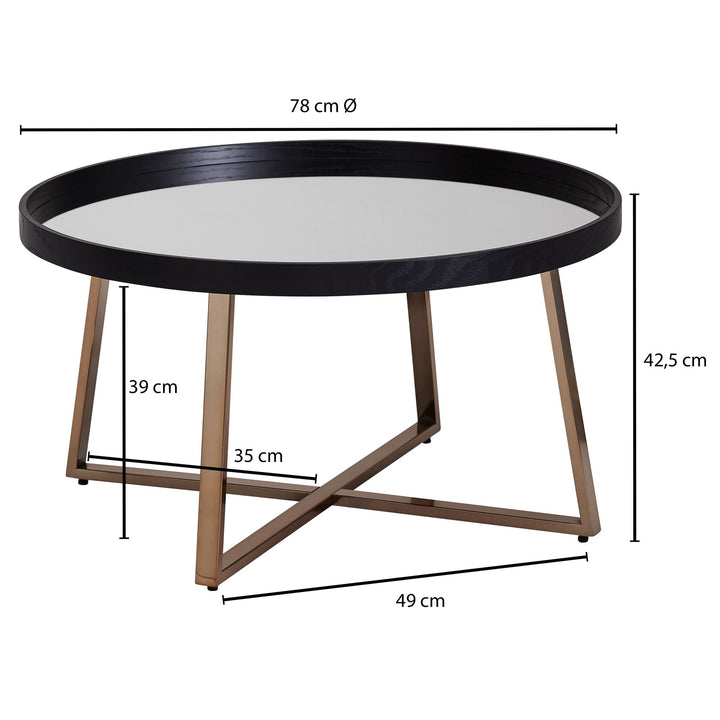 Couchtisch Rund Gold_ Metall und Glas_ eleganter Wohnzimmertisch_ 78x42_5 cm - KADIMA DESIGN_Größe_ 78x78x42 cm_