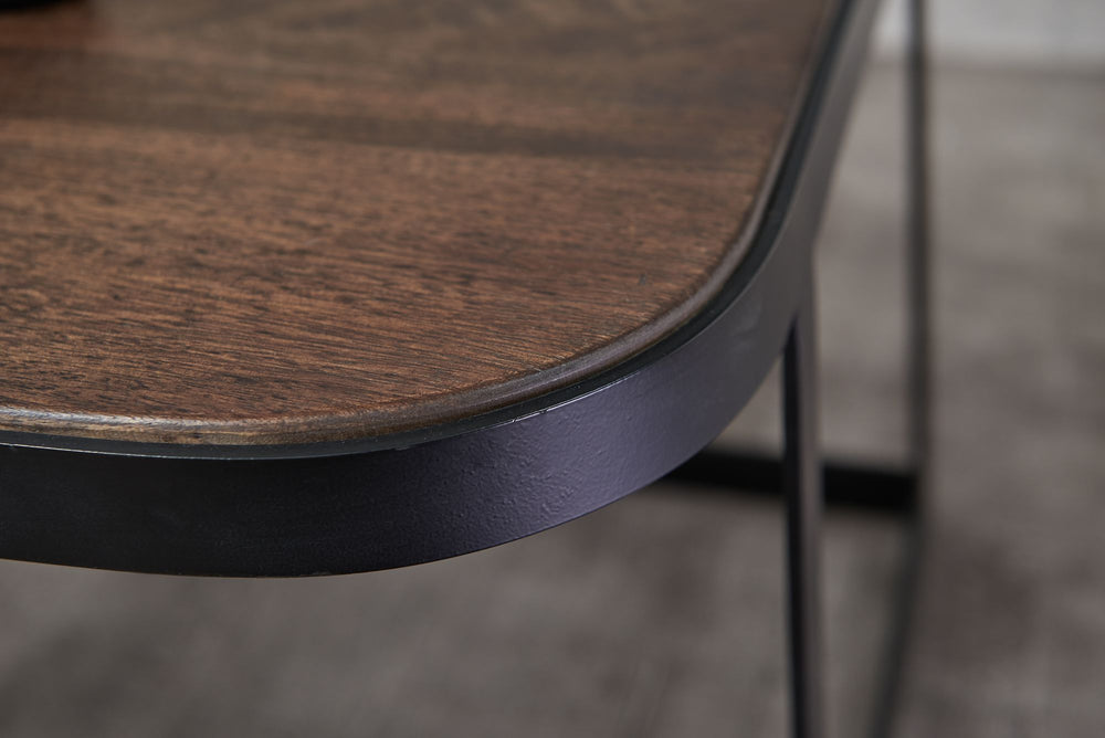 Massivholz Beistelltische TIMAVO_ Industrielles Set_ 60x40x60 cm &amp; 50x35x50 cm_ Mango-Massivholz_ Eisen_ abgerundete Ecken - KADIMA DESIGN_Farbe_ Schwarz_ Größe_ 60x60x40 cm_
