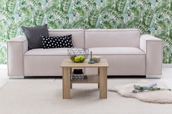 Couchtisch NIDDA Holz_ Sonoma Eiche_ Melaminharzbeschichtung_ kratzfest_ Ablagefläche_ 60 kg Belastbarkeit - KADIMA DESIGN_Farbe_ Beige_ Größe_ 60x60x42 cm_