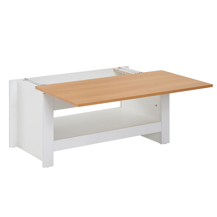 Moderner Couchtisch mit Stauraum_ Abgesetztes Design_ Kratz- und Wasserbeständig - KADIMA DESIGN_Größe_ 85x47x45 cm_