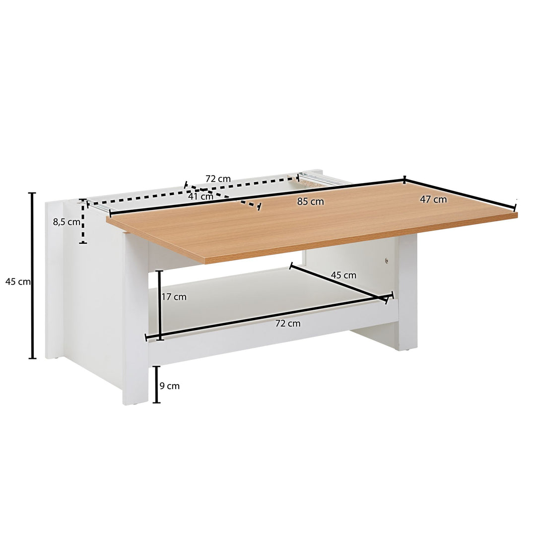 Moderner Couchtisch mit Stauraum_ Abgesetztes Design_ Kratz- und Wasserbeständig - KADIMA DESIGN_Größe_ 85x47x45 cm_