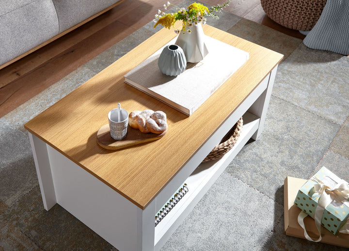 Moderner Couchtisch mit Stauraum_ Abgesetztes Design_ Kratz- und Wasserbeständig - KADIMA DESIGN_Größe_ 85x47x45 cm_