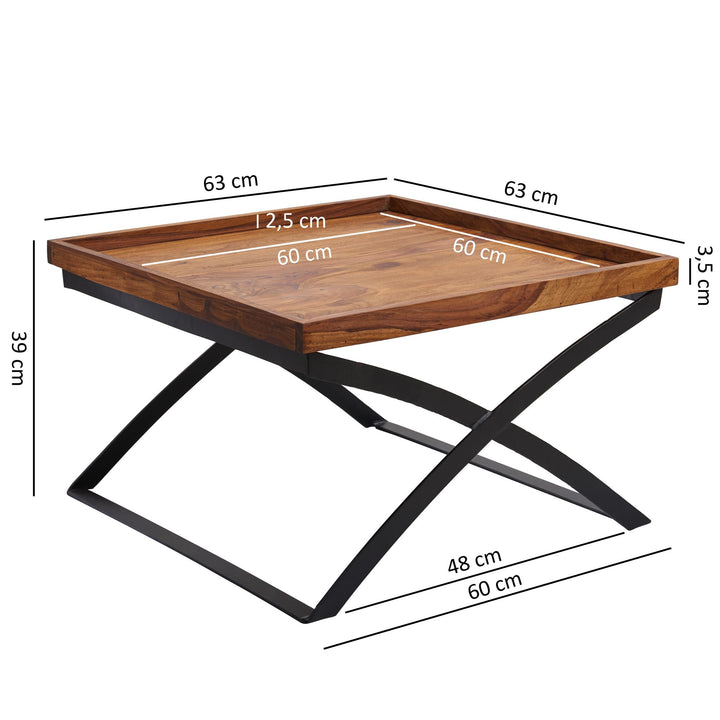 Quadratischer Couchtisch im Industrial-Stil_ Sheesham &amp;amp; Eisen_ 63x39x63 cm - KADIMA DESIGN_Größe_ 63x63x39 cm_