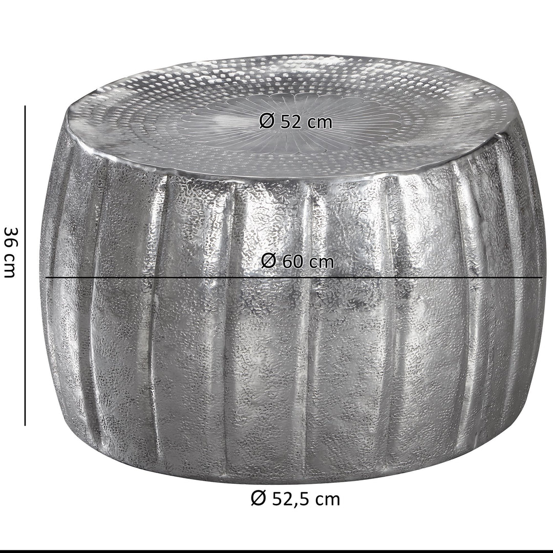 Couchtisch LIMENTRA_ Orientalisch_ Aluminium_ Strukturen_ verschiedene Farben - KADIMA DESIGN_Farbe_ Silber_ Größe_ 60x60x36 cm_