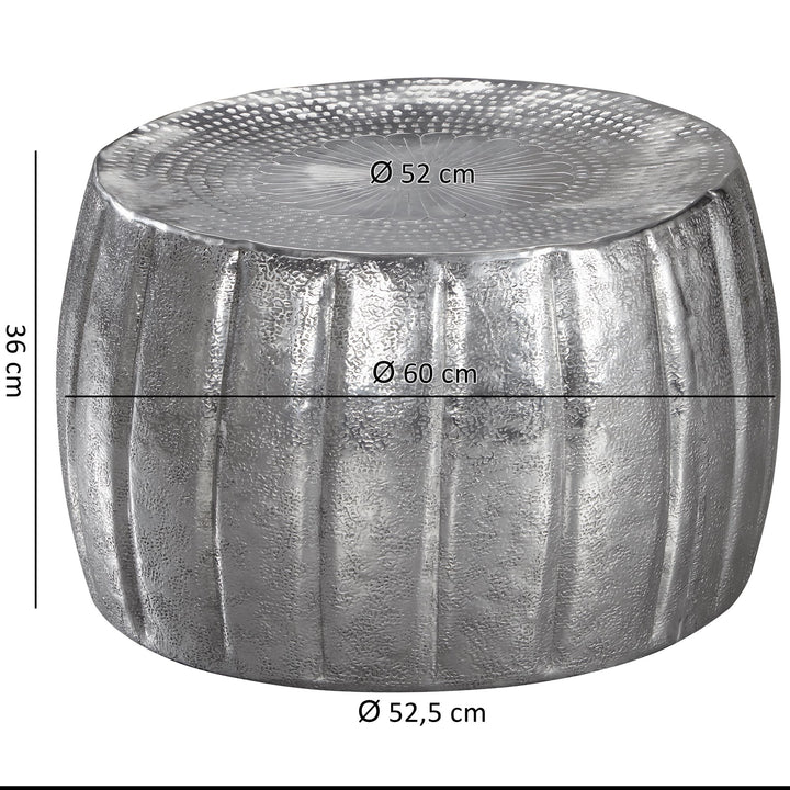 Couchtisch LIMENTRA_ Orientalisch_ Aluminium_ Strukturen_ verschiedene Farben - KADIMA DESIGN_Farbe_ Silber_ Größe_ 60x60x36 cm_