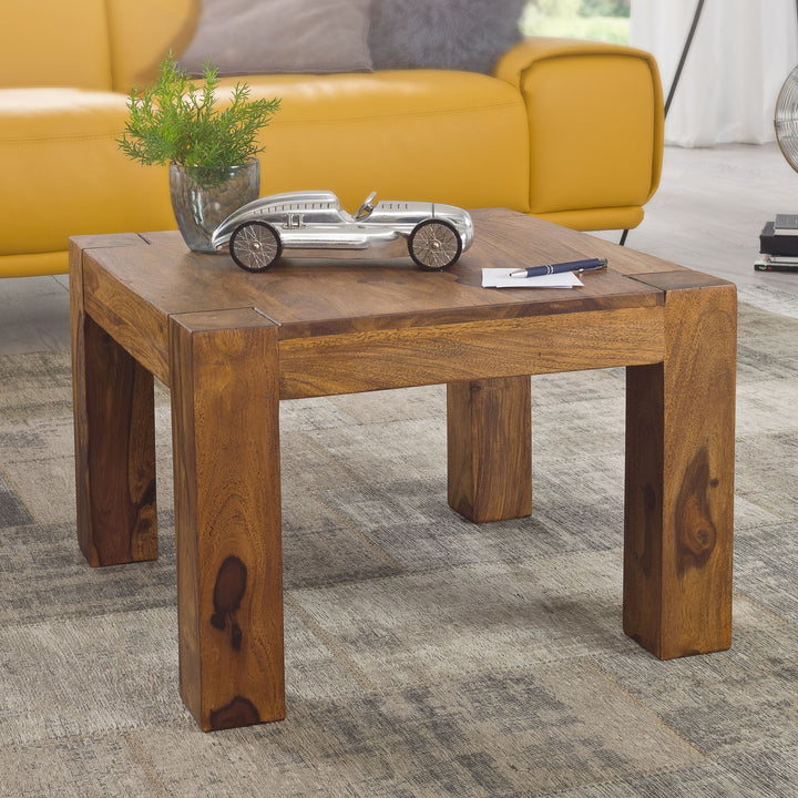 Rustikaler Couchtisch NAKO_ Akazienholz_ quadratisch_ handgefertigt_ pflegeleicht - KADIMA DESIGN_Farbe_ Braun_ Größe_ 60x60x40 cm_
