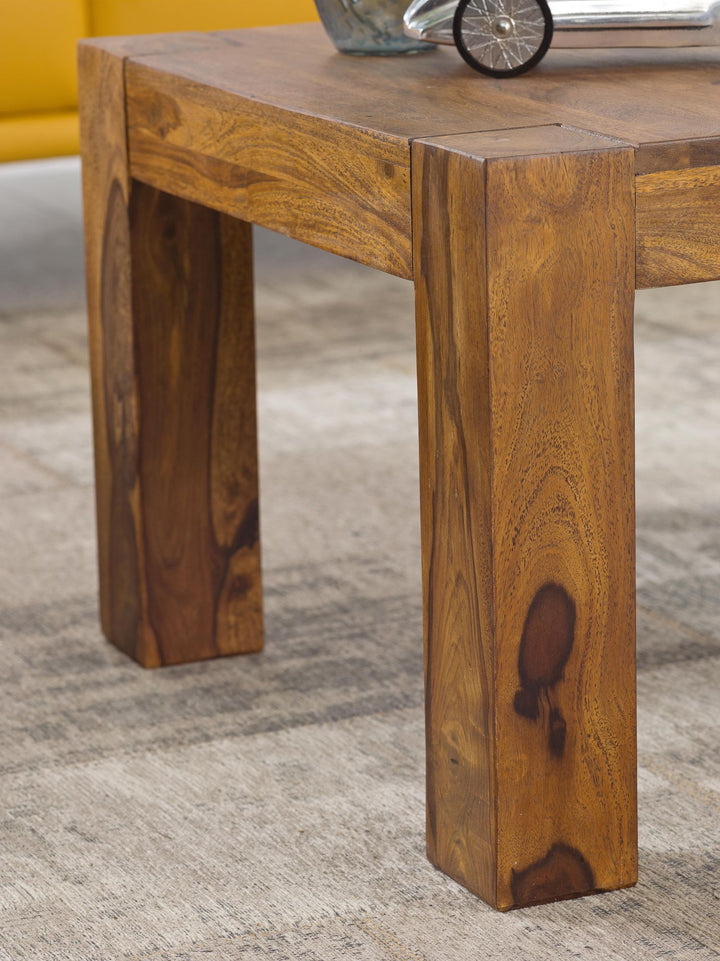 Rustikaler Couchtisch NAKO_ Akazienholz_ quadratisch_ handgefertigt_ pflegeleicht - KADIMA DESIGN_Farbe_ Braun_ Größe_ 60x60x40 cm_