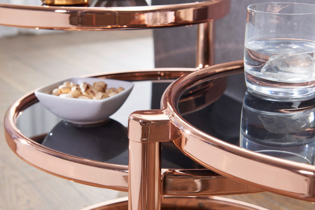 KADIMA DESIGN Runder Glastisch mit 3 Ebenen für flexibles und stylisches Wohnen_Bronze_#sku_BARWL5.768#