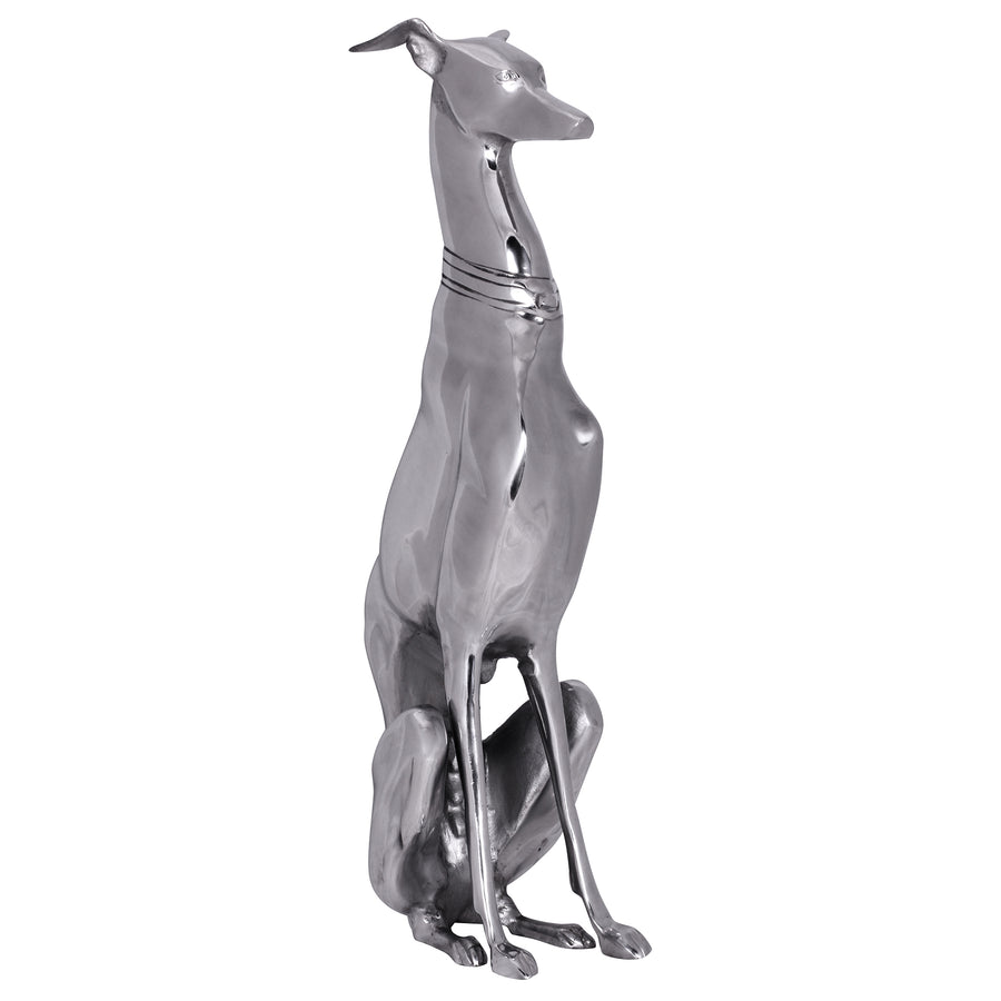 KADIMA DESIGN Handgefertigte Aluminium Skulptur - Realistischer Windhund für stilvolle Dekoration_Silber_#sku_BARWL1.251#