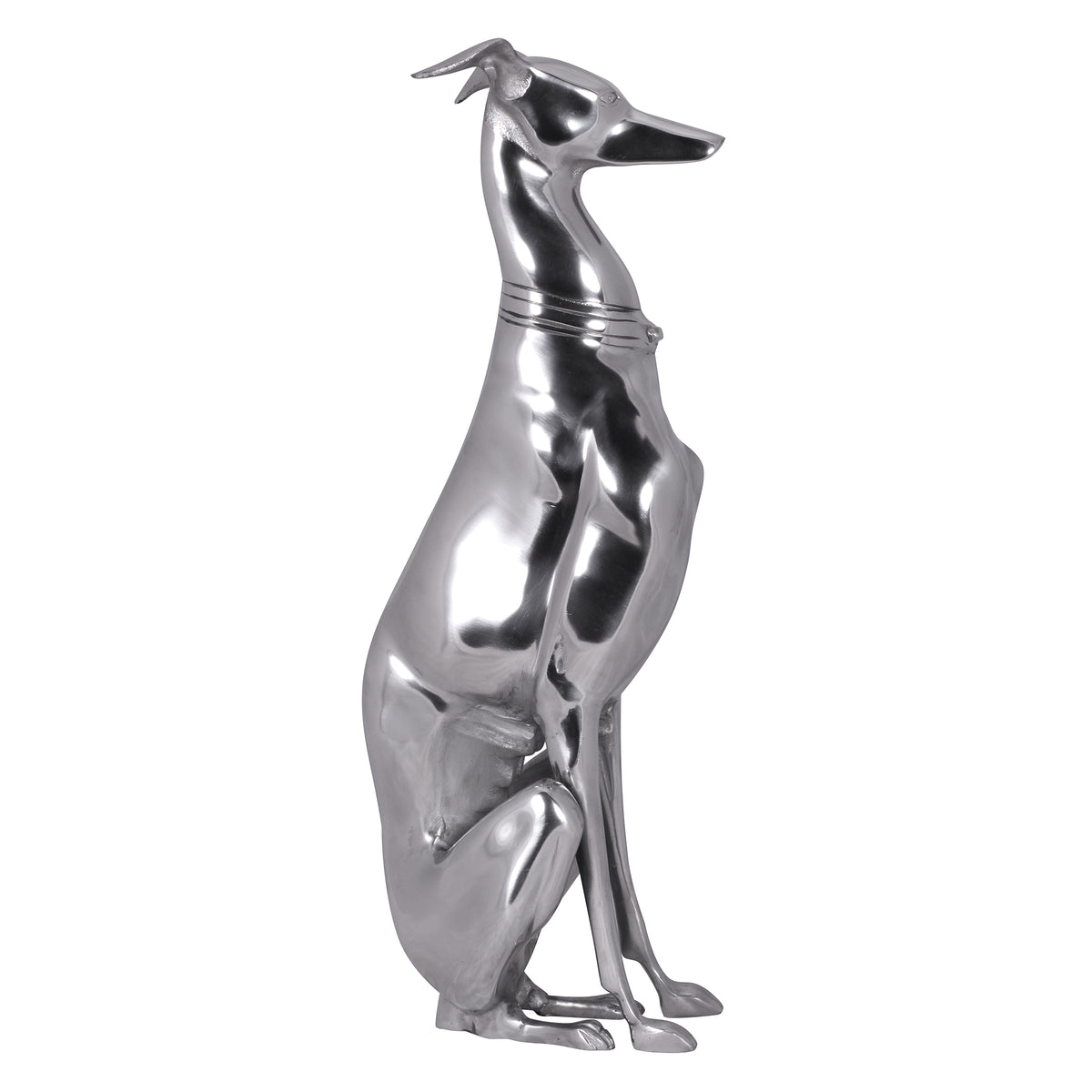 Handgefertigte Aluminium Skulptur eines Windhundes  18x70 cm  detaillierte Formgebung  robust und langlebig für stilvolle Dekoration - KADIMA DESIGN Größe  18x25x70 cm