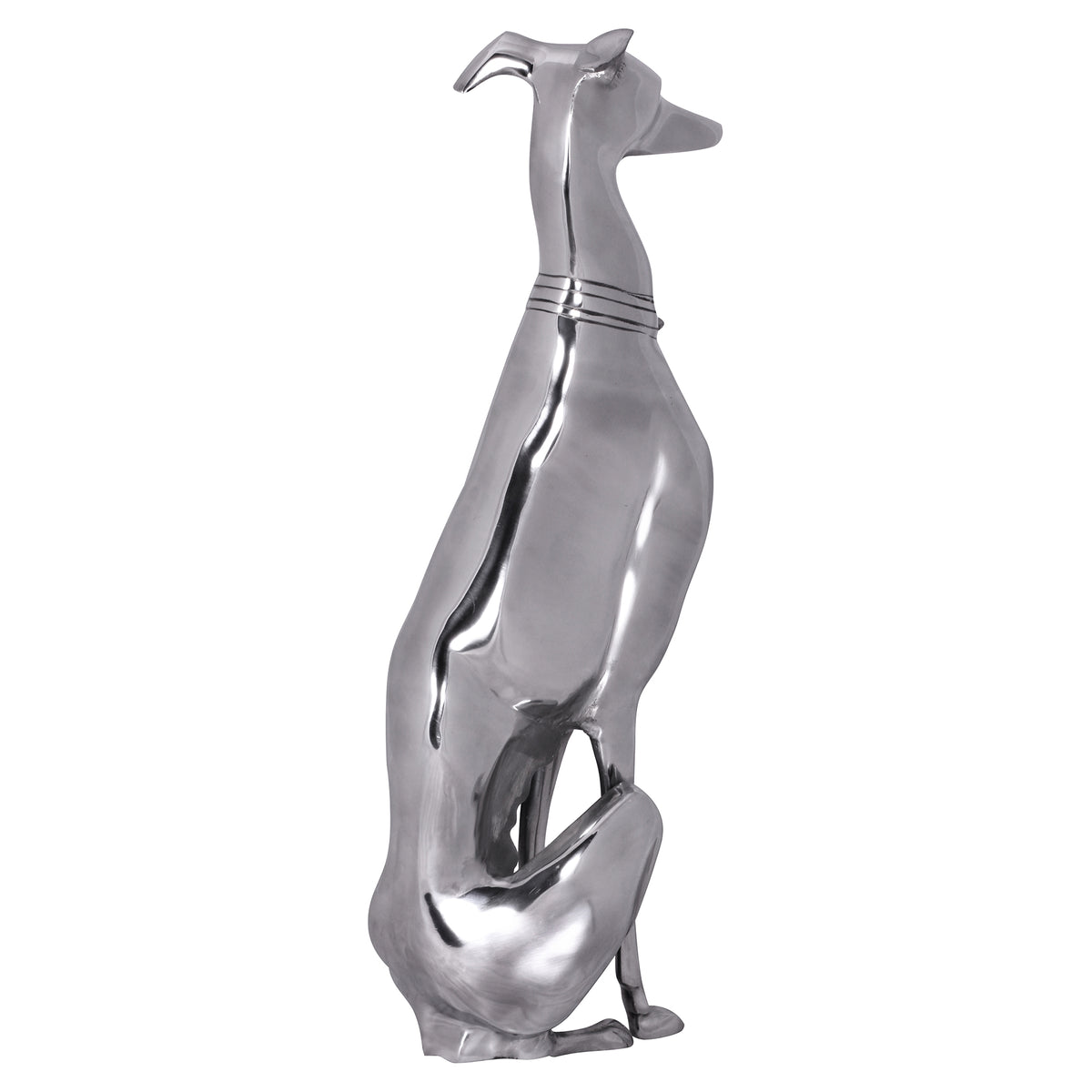 Handgefertigte Aluminium Skulptur eines Windhundes  18x70 cm  detaillierte Formgebung  robust und langlebig für stilvolle Dekoration - KADIMA DESIGN Größe  18x25x70 cm