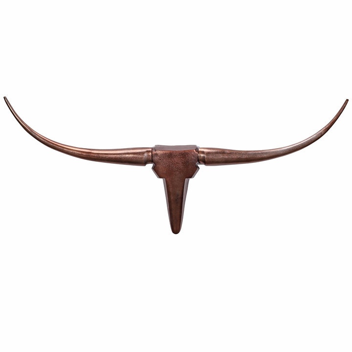 Dekoratives Bull Geweih M_ Aluminium_ 100x40 cm_ für einzigartiges Jagdambiente_ hochwertige Verarbeitung_ abstraktes Design - KADIMA DESIGN_Farbe_ Bronze_ Größe_ 100x6x40 cm_