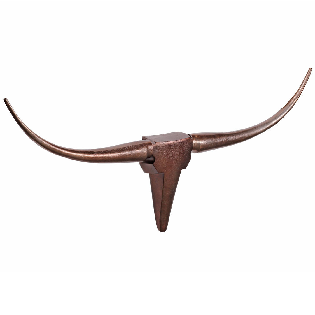 Dekoratives Bull Geweih M_ Aluminium_ 100x40 cm_ für einzigartiges Jagdambiente_ hochwertige Verarbeitung_ abstraktes Design - KADIMA DESIGN_Farbe_ Bronze_ Größe_ 100x6x40 cm_