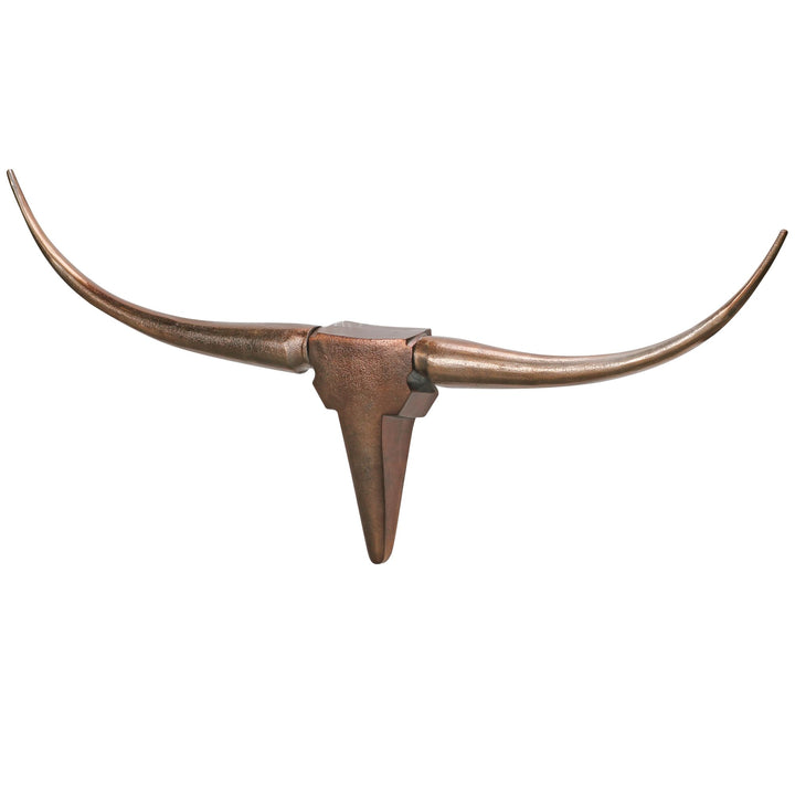 Dekoratives Bull Geweih M_ Aluminium_ 100x40 cm_ für einzigartiges Jagdambiente_ hochwertige Verarbeitung_ abstraktes Design - KADIMA DESIGN_Farbe_ Bronze_ Größe_ 100x6x40 cm_