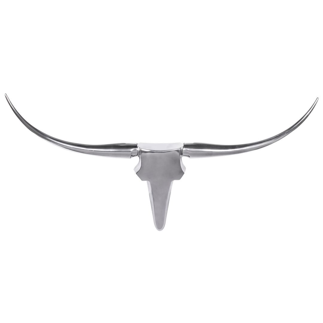 Deko Geweih Bull M in Silber_ 100x40x6cm_ Aluminium_ Einzigartig durch Handarbeit - Einfache Montage - KADIMA DESIGN_Farbe_ Silber_ Größe_ 100x5x35 cm_