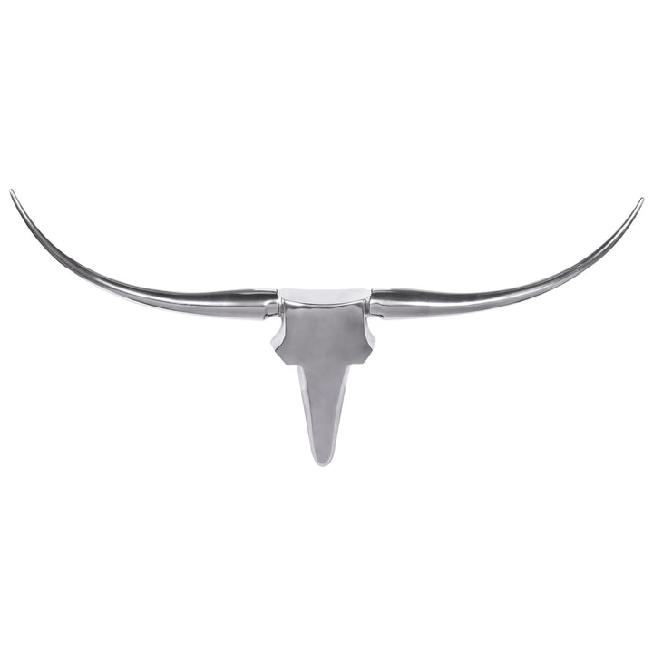 Deko Geweih Bull M in Silber_ 100x40x6cm_ Aluminium_ Einzigartig durch Handarbeit - Einfache Montage - KADIMA DESIGN_Farbe_ Silber_ Größe_ 100x5x35 cm_
