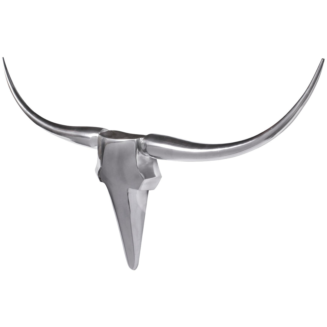 Deko Geweih Bull M in Silber_ 100x40x6cm_ Aluminium_ Einzigartig durch Handarbeit - Einfache Montage - KADIMA DESIGN_Farbe_ Silber_ Größe_ 100x5x35 cm_