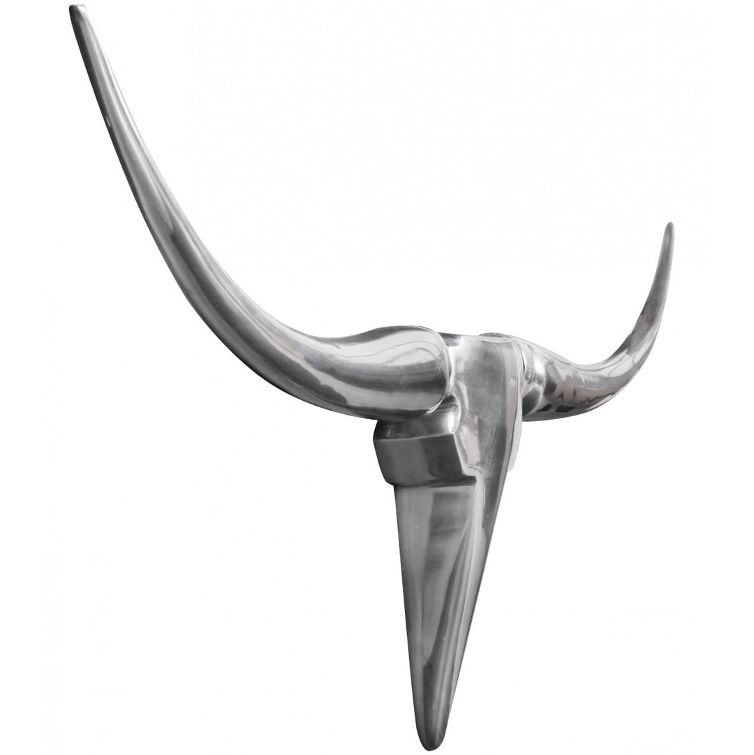 Deko Geweih Bull M in Silber_ 100x40x6cm_ Aluminium_ Einzigartig durch Handarbeit - Einfache Montage - KADIMA DESIGN_Farbe_ Silber_ Größe_ 100x5x35 cm_