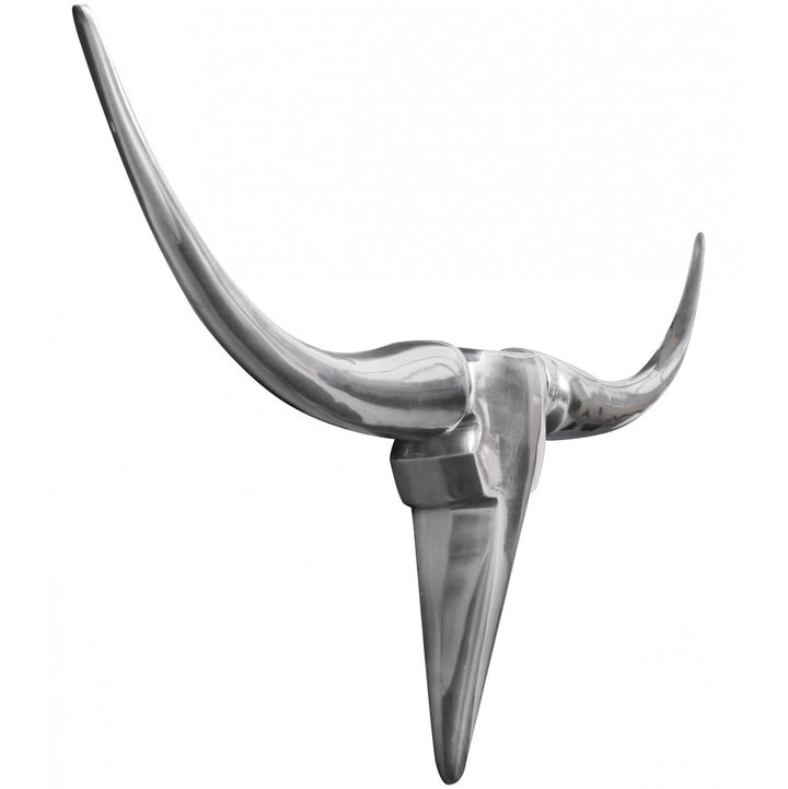 Deko Geweih Bull M in Silber_ 100x40x6cm_ Aluminium_ Einzigartig durch Handarbeit - Einfache Montage - KADIMA DESIGN_Farbe_ Silber_ Größe_ 100x5x35 cm_