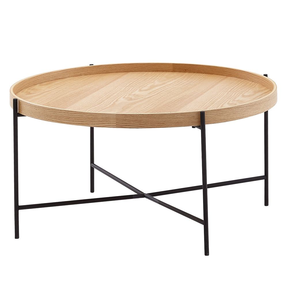 Couchtisch_ Moderner Holztisch mit Eichenholz Furnier und stabilen Metallgestell_ Elegantes_ zeitloses Design - KADIMA DESIGN_Größe_ 78x78x40 cm_