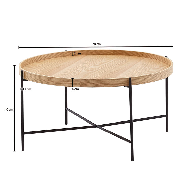 Couchtisch_ Moderner Holztisch mit Eichenholz Furnier und stabilen Metallgestell_ Elegantes_ zeitloses Design - KADIMA DESIGN_Größe_ 78x78x40 cm_
