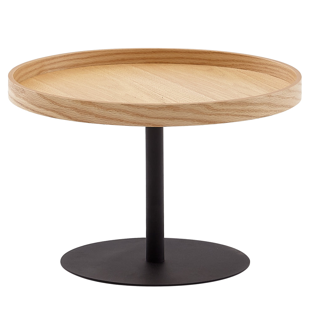 Couchtisch mit Holzmaserung und erhöhtem Rand_ Metallgestell_ Eichenfurnier - KADIMA DESIGN_Größe_ 61x61x40 cm_