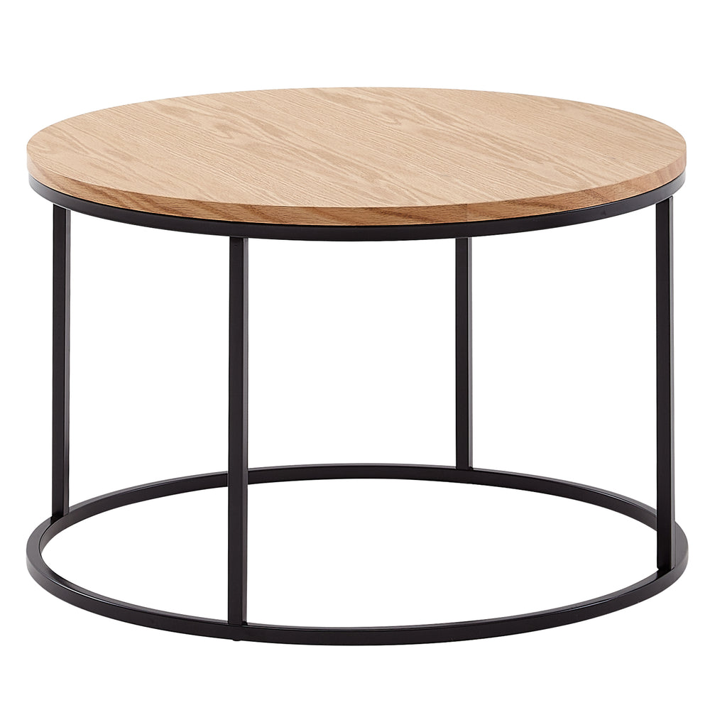 Couchtisch_ Holzmaserung_ Metallgestell_ Eichenfurnier_ Leichte Reinigung - KADIMA DESIGN_Größe_ 70x70x45 cm_